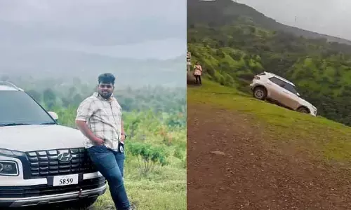 అందరి ముందు అతి చేసిన టూరిస్ట్.. 300 అడుగుల లోయలో కారుతో సహా పడి.. (వీడియో)