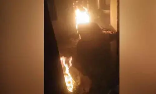 గ్యాస్‌ లీకై చెలరేగిన మంటలు