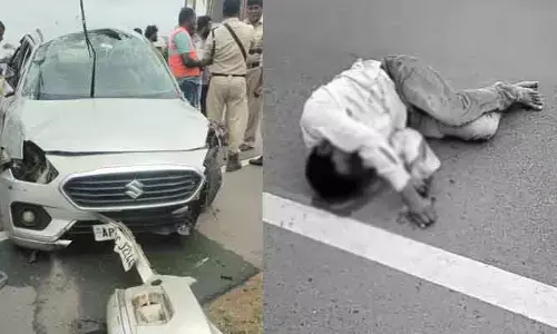 హైవే ఘోర ప్రమాదం.. డివైడర్‌ను ఢీకొన్న కారు.. వ్యక్తి మృతి