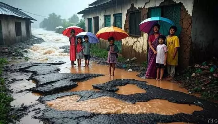 ముసురు ముప్పు.. నరకం చూపిస్తున్న రోడ్లు.. ముసురు ముప్పు.. నరకం చూపిస్తున్న రోడ్లు..