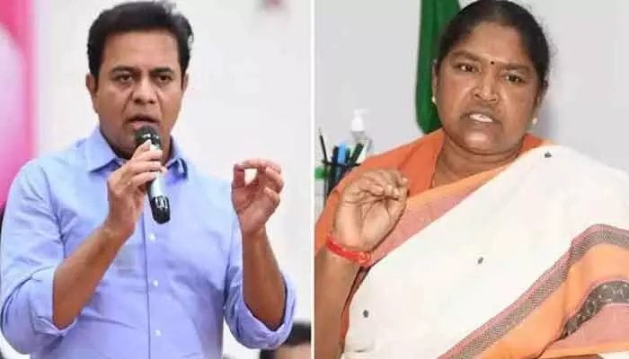 స్థానిక ఎన్నికల్లో బీసీల రిజర్వేషన్లు తగ్గించింది బీఆర్ఎస్సే.. కేటీఆర్ వ్యాఖ్యలపై మంత్రి సీతక్క కౌంటర్ స్థానిక ఎన్నికల్లో బీసీల రిజర్వేషన్లు తగ్గించింది బీఆర్ఎస్సే.. కేటీఆర్ వ్యాఖ్యలపై మంత్రి సీతక్క కౌంటర్