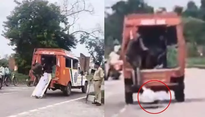 యూపీలో ఘోరం.. అంబులెన్స్లోని డెడ్ బాడీని రోడ్డుపై పడేసిన కుటుంబ సభ్యులు యూపీలో ఘోరం.. అంబులెన్స్లోని డెడ్ బాడీని రోడ్డుపై పడేసిన కుటుంబ సభ్యులు