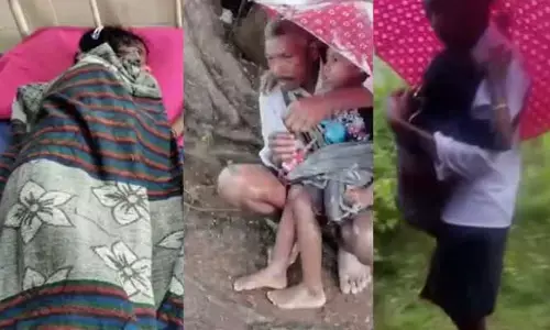 అనారోగ్యంతో 8 ఏళ్ల కూతురు.. రోడ్డు సౌకర్యం లేక 4 కి.మీ మోసుకెళ్లిన తండ్రి