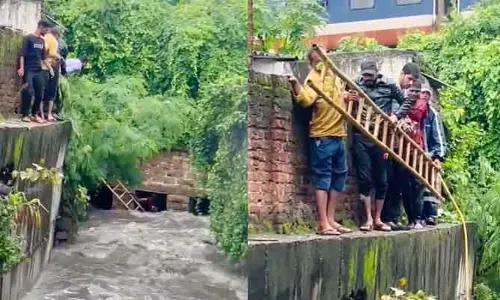 వ‌ర‌ద‌లో కొట్టుకుపోతున్న యువ‌కుడిని కాపాడిన హైడ్రా