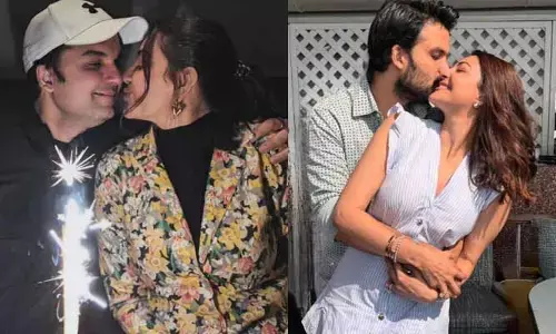భర్తను ముద్దులతో ముంచేస్తున్న టాలీవుడ్ హీరోయిన్..