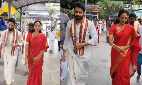 తిరుమలలో  ప్రత్యేక పూజలు చేసిన నాగచైతన్య-శోభిత.. గుడ్ న్యూస్ ప్రకటించబోతున్నారా?