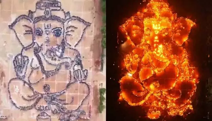 Ganesh Chaturthi: గ్రౌండ్లో భారీ గణేశుడి ఆకృతిలో విద్యార్థులు.. 5 వేల దీపాలు, 4 వేల మందితో ప్రదర్శన Ganesh Chaturthi: గ్రౌండ్లో భారీ గణేశుడి ఆకృతిలో విద్యార్థులు.. 5 వేల దీపాలు, 4 వేల మందితో ప్రదర్శన