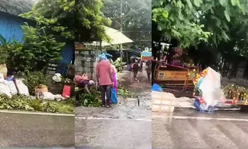 హైదరాబాద్‌లో భారీ వర్షం.. తడిసిపోతున్న వినాయక విగ్రహాలు