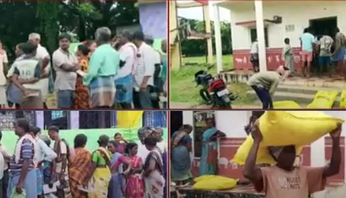 యూరియా కష్టాలు.. సచివాలయాల ఎదుట రైతుల ఆందోళన యూరియా కష్టాలు.. సచివాలయాల ఎదుట రైతుల ఆందోళన