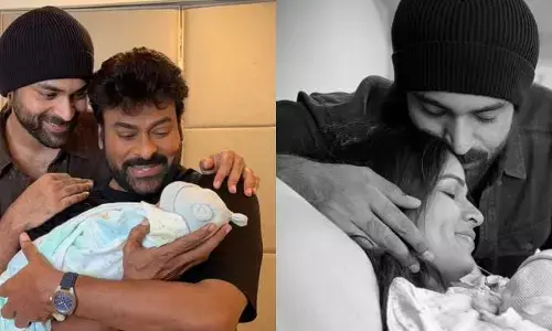 చిరంజీవి చేతిలో మెగా వారసుడు.... అదిరిపోయే ఫోటోలు వైరల్