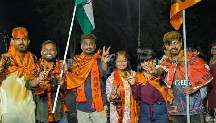 హెచ్సీయూ విద్యార్థి సంఘం ఎన్నికల్లో ఏబీవీపీ ప్యానెల్ ఘన విజయం హెచ్సీయూ విద్యార్థి సంఘం ఎన్నికల్లో ఏబీవీపీ ప్యానెల్ ఘన విజయం