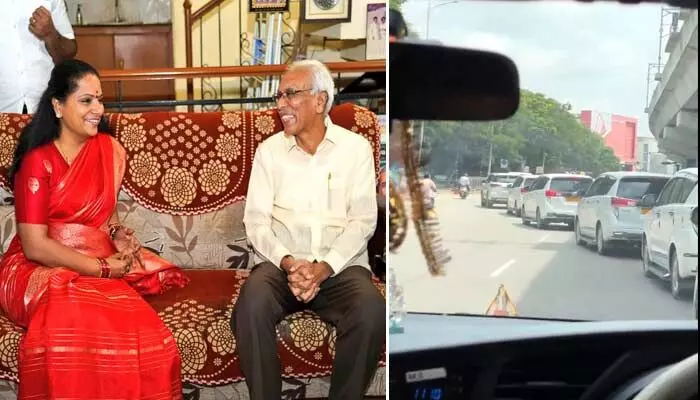 Kavitha: చింతమడకకు బయలుదేరిన కవిత.. ప్రముఖ కవి నందిని సిధారెడ్డితో భేటీ Kavitha: చింతమడకకు బయలుదేరిన కవిత.. ప్రముఖ కవి నందిని సిధారెడ్డితో భేటీ