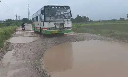 చెరువును తలపిస్తున్న రాజోలి-వడ్డేపల్లి రోడ్డు