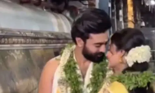 పెళ్లి బ‌ట్ట‌ల్లోనే రొమాన్స్‌...ఏకంగా గుడిలోనే మొద‌లెట్టారు!