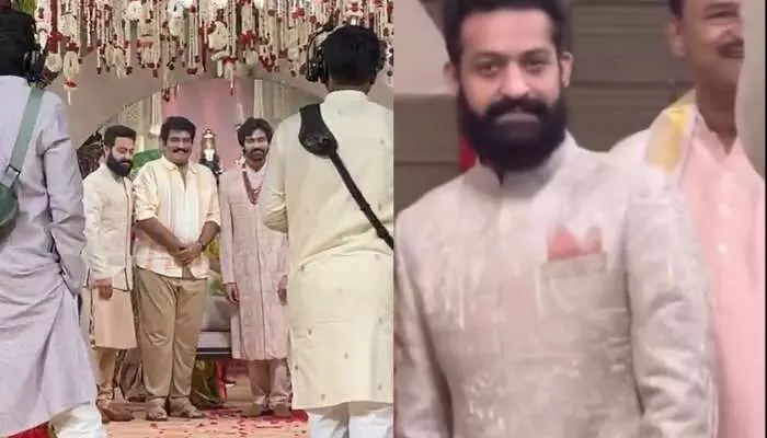 NTR: బావమరిది పెళ్లిలో ఎన్టీఆర్ సందడి...వీడియో వైరల్ NTR: బావమరిది పెళ్లిలో ఎన్టీఆర్ సందడి...వీడియో వైరల్