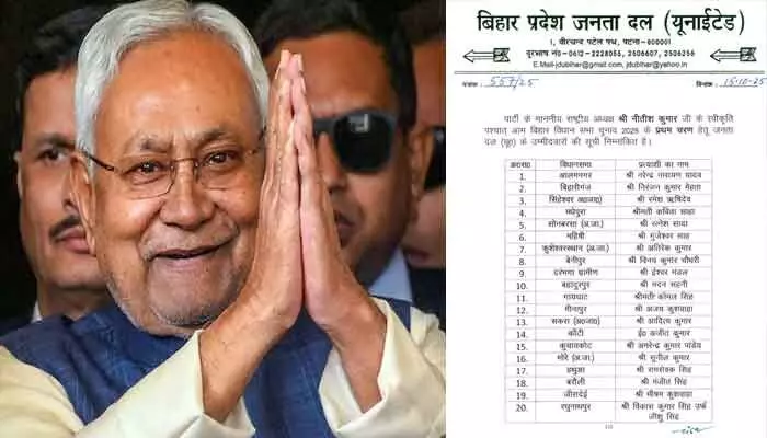 బీహార్ అసెంబ్లీ ఎన్నికలు.. 50 మందితో మొదటి జాబితాను ప్రకటించిన జేడీయూ బీహార్ అసెంబ్లీ ఎన్నికలు.. 50 మందితో మొదటి జాబితాను ప్రకటించిన జేడీయూ