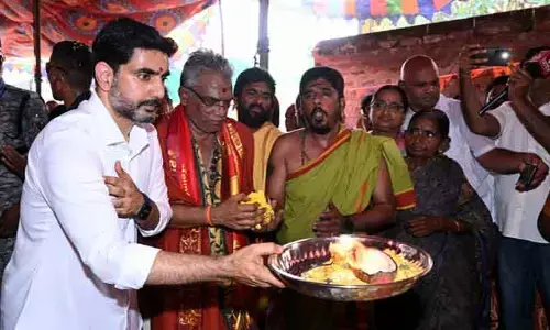 ఆలయ శంకుస్థాపనకు హాజరైన మంత్రి నారా లోకేష్