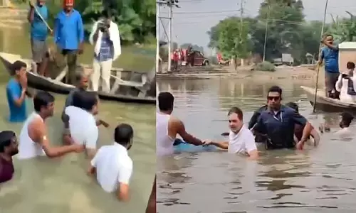 చెరువులో దిగి చేపలు పట్టిన రాహుల్ గాంధీ