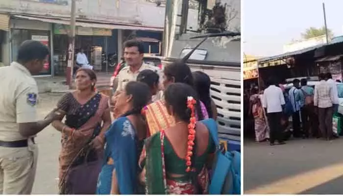బస్సులు ఆపలేదని మహిళల ఆగ్రహం బస్సులు ఆపలేదని మహిళల ఆగ్రహం