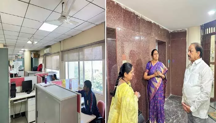 చేనేత భవన్లో మంత్రి తుమ్మల ఆకస్మిక తనిఖీ.. టైమ్కు రాని ఉద్యోగులపై ఆగ్రహం.. చర్యలకు ఆదేశాలు చేనేత భవన్లో మంత్రి తుమ్మల ఆకస్మిక తనిఖీ.. టైమ్కు రాని ఉద్యోగులపై ఆగ్రహం.. చర్యలకు ఆదేశాలు