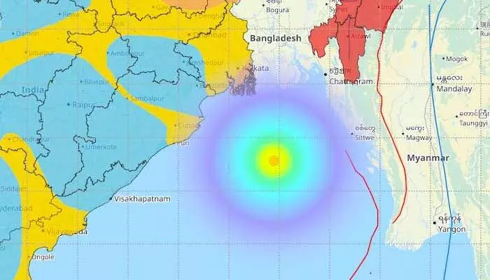 బంగాళాఖాతంలో 4.2 తీవ్రతతో భూకంపం బంగాళాఖాతంలో 4.2 తీవ్రతతో భూకంపం