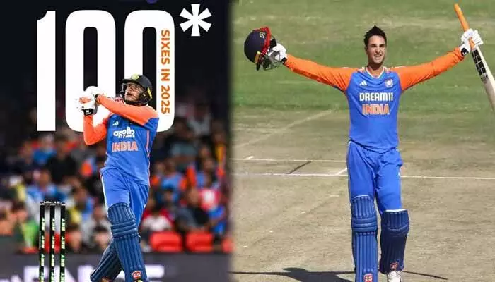 అభిషేక్ శర్మ విధ్వంసం..100 సిక్సర్లతో తొలి ఇండియన్గా రికార్డు అభిషేక్ శర్మ విధ్వంసం..100 సిక్సర్లతో తొలి ఇండియన్గా రికార్డు