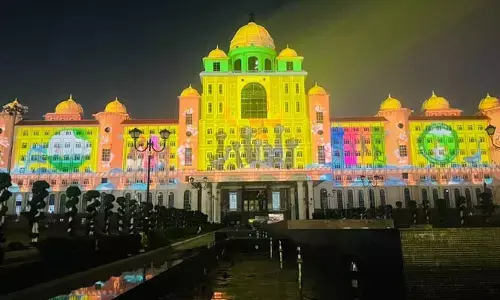 గ్లోబల్‌ సమిట్‌కు ముస్తాబైన హైదరాబాద్‌.. త్రీడీ ప్రొజెక్టర్.. ప్రత్యేక ఆకర్షణగా సచివాలయం (వీడియో)