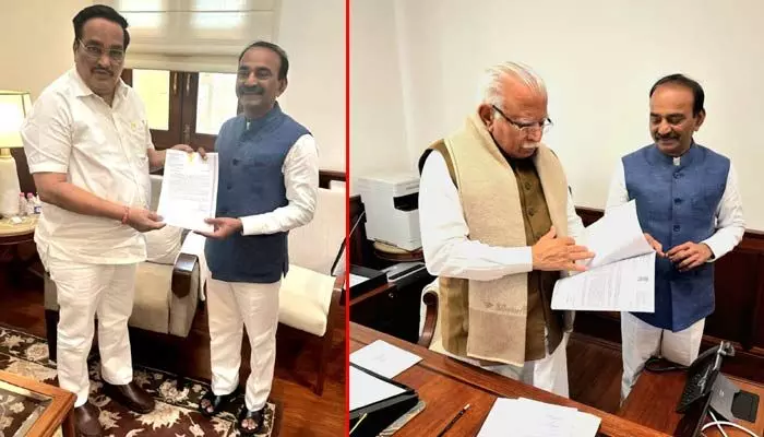 కేంద్ర మంత్రులతో ఎంపీ ఈటల రాజేందర్ భేటీ.. ఎందుకంటే..? కేంద్ర మంత్రులతో ఎంపీ ఈటల రాజేందర్ భేటీ.. ఎందుకంటే..?