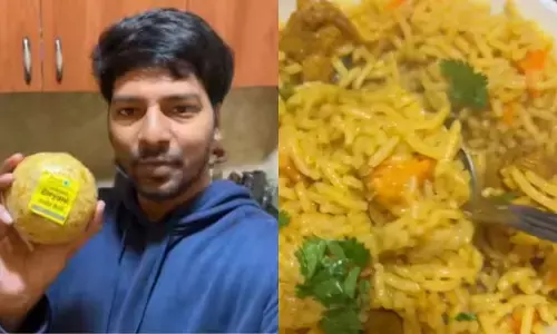 VIDEO: బిర్యానీ బాల్.. వేడినీళ్లు పోస్తే చాలు సెకన్లలో తినడానికి రెడీ
