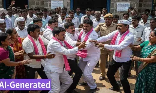 పోలింగ్ కేంద్రంలో బీఆర్ఎస్, కాంగ్రెస్ ఏజెంట్ల మధ్య ఘర్షణ