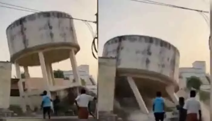 ఇంటిపై కుప్పకూలిన వాటర్ ట్యాంక్.. సోషల్ మీడియాలో వీడియో వైరల్ ఇంటిపై కుప్పకూలిన వాటర్ ట్యాంక్.. సోషల్ మీడియాలో వీడియో వైరల్