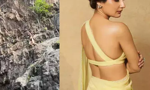 పెద్ద కొండపై నుంచి కిందకు దూకేసిన హీరోయిన్.. షాకింగ్ వీడియో వైరల్