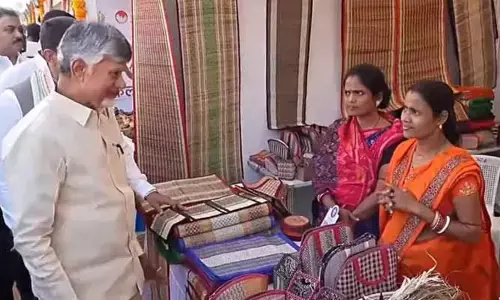 గుంటూరు ‘సరస్‌’లో సీఎం చంద్రబాబు.. 300 స్టాళ్ల పరిశీలన