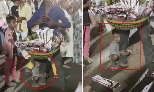 బతుకు పోరాటంలో నాన్నకు తోడుగా.. నెట్టింట్లో బుడ్డోడి క్యూట్ ఫొటోలు వైరల్