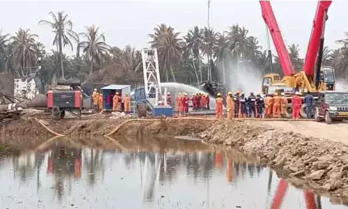 ఆగిపోయిన బ్లోఅవుట్ మంటలు : వెల్ క్యాపింగ్ కు ఓఎన్జీసీ చర్యలు