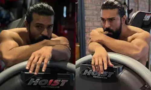 ష‌ర్ట్ లేకుండా రామ్ చ‌ర‌ణ్‌..లుక్స్ వైర‌ల్
