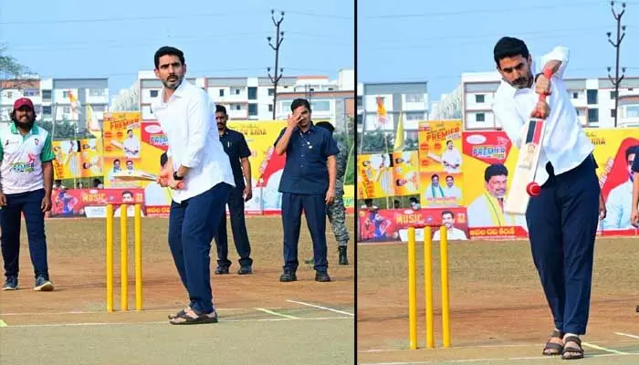 మంగళగిరి ప్రీమియర్ లీగ్.. మైదానంలోకి దిగిన మంత్రి లోకేశ్.. క్రికెట్తో క్రేజీ సందడి మంగళగిరి ప్రీమియర్ లీగ్.. మైదానంలోకి దిగిన మంత్రి లోకేశ్.. క్రికెట్తో క్రేజీ సందడి