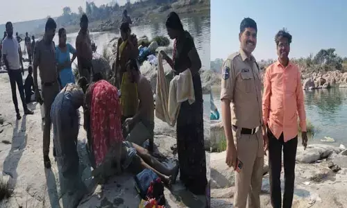 నీటిలో మునిగిపోతున్న భ‌క్తుడిని కాపాడిన కానిస్టేబుల్