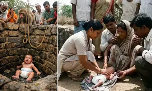 Diaper Protection : పసికందును బావిలో పడేసిన కోతి.. రక్షణ కవచమైన డైపర్..!