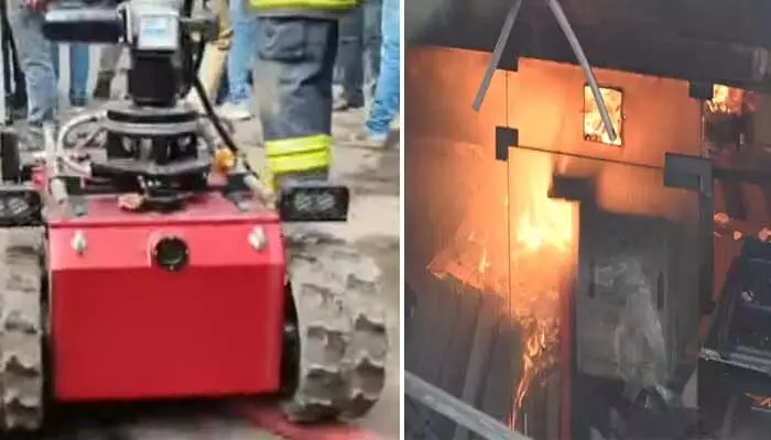 Nampally fire accident: చిక్కుల్లో ఆగురురి ప్రాణాలు.. రంగంలోకి రోబో ఫైర్ మిషన్ Nampally fire accident: చిక్కుల్లో ఆగురురి ప్రాణాలు.. రంగంలోకి రోబో ఫైర్ మిషన్