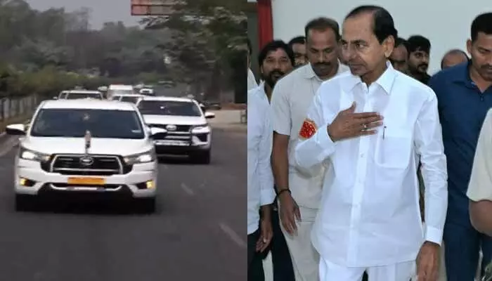KCR: మరికాసేపట్లో సిట్ విచారణ..నందినగర్కు భారీ కాన్వాయ్లో బయలుదేరిన కేసీఆర్ KCR: మరికాసేపట్లో సిట్ విచారణ..నందినగర్కు భారీ కాన్వాయ్లో బయలుదేరిన కేసీఆర్
