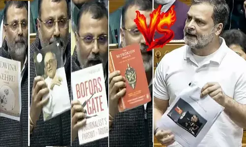 రాహుల్ కు కౌంటర్‍గా నెహ్రూ-లేడీ మౌంట్ బాటన్ రిలేషన్ పై పుస్తకం ప్రదర్శించిన బీజేపీ ఎంపీ.. సభలో గందరగోళం
