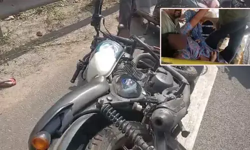 భార్య చున్నీ ఇరుక్కోవడంతో బైక్ ప్రమాదం.. ఎండాడ హైవేపై ఘోరం