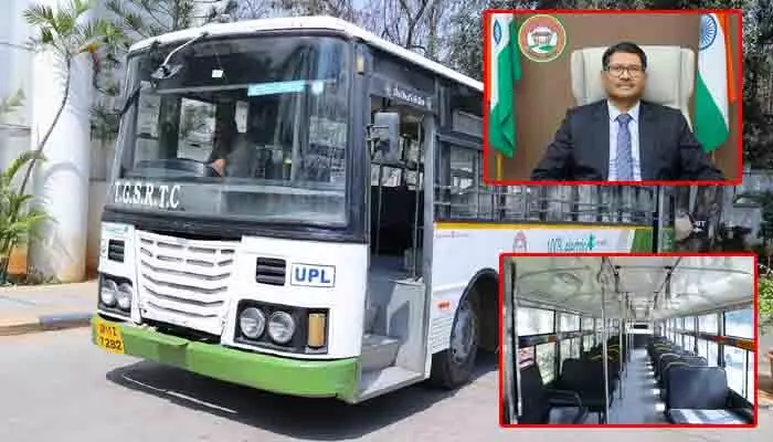 విప్లవాత్మక మార్పుకు టీజీఎస్ఆర్టీసీ శ్రీకారం.. రెట్రో ఫిట్ మెంట్ విధానంలో బస్సుల్లో మార్పులు విప్లవాత్మక మార్పుకు టీజీఎస్ఆర్టీసీ శ్రీకారం.. రెట్రో ఫిట్ మెంట్ విధానంలో బస్సుల్లో మార్పులు
