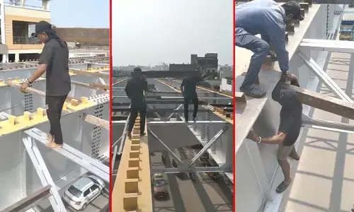 ప్రాణాలతో చెలగాటం: సంతోష్ నగర్ స్టీల్ బ్రిడ్జి పనుల్లో గాలికొదిలేసిన భద్రత!