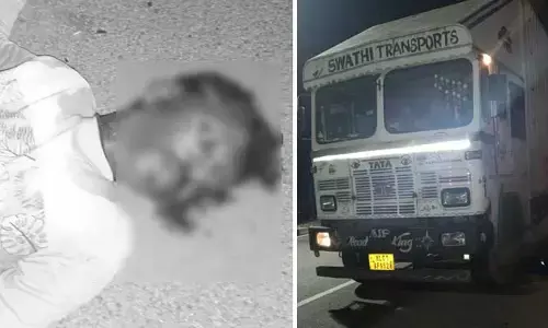 రోడ్డు క్రాస్ చేస్తుండ‌గా కంటైన‌ర్ ఢీ.. వంట మాస్ట‌ర్ దుర్మ‌ర‌ణం