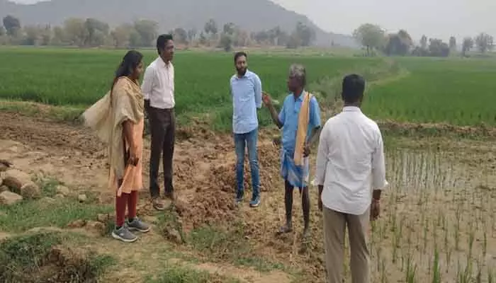 దిశ కథనానికి స్పందన.. రైతుల పొలాలను సందర్శించిన ఇరిగేషన్ డీఈ దిశ కథనానికి స్పందన.. రైతుల పొలాలను సందర్శించిన ఇరిగేషన్ డీఈ