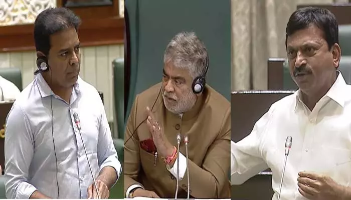 పార్టీ ఫిరాయింపులపై అసెంబ్లీలో రగడ.. కేటీఆర్ పై స్పీకర్, పొంగులేటి సీరియస్ పార్టీ ఫిరాయింపులపై అసెంబ్లీలో రగడ.. కేటీఆర్ పై స్పీకర్, పొంగులేటి సీరియస్