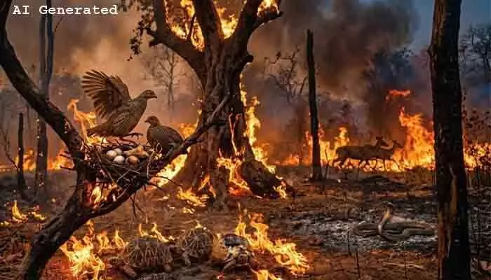 అరణ్యాల్లో అగ్నికీలలు.. దావానలంలో మూగజీవాల ఆర్తనాదాలు అరణ్యాల్లో అగ్నికీలలు.. దావానలంలో మూగజీవాల ఆర్తనాదాలు