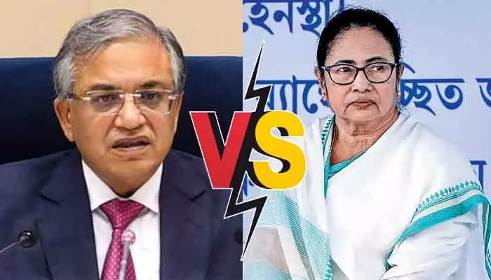 ప్రజాస్వామ్యాన్ని అపహాస్యం చేస్తున్నారు.. సీఈసీకి మమతా బెనర్జీ లేఖ ప్రజాస్వామ్యాన్ని అపహాస్యం చేస్తున్నారు.. సీఈసీకి మమతా బెనర్జీ లేఖ